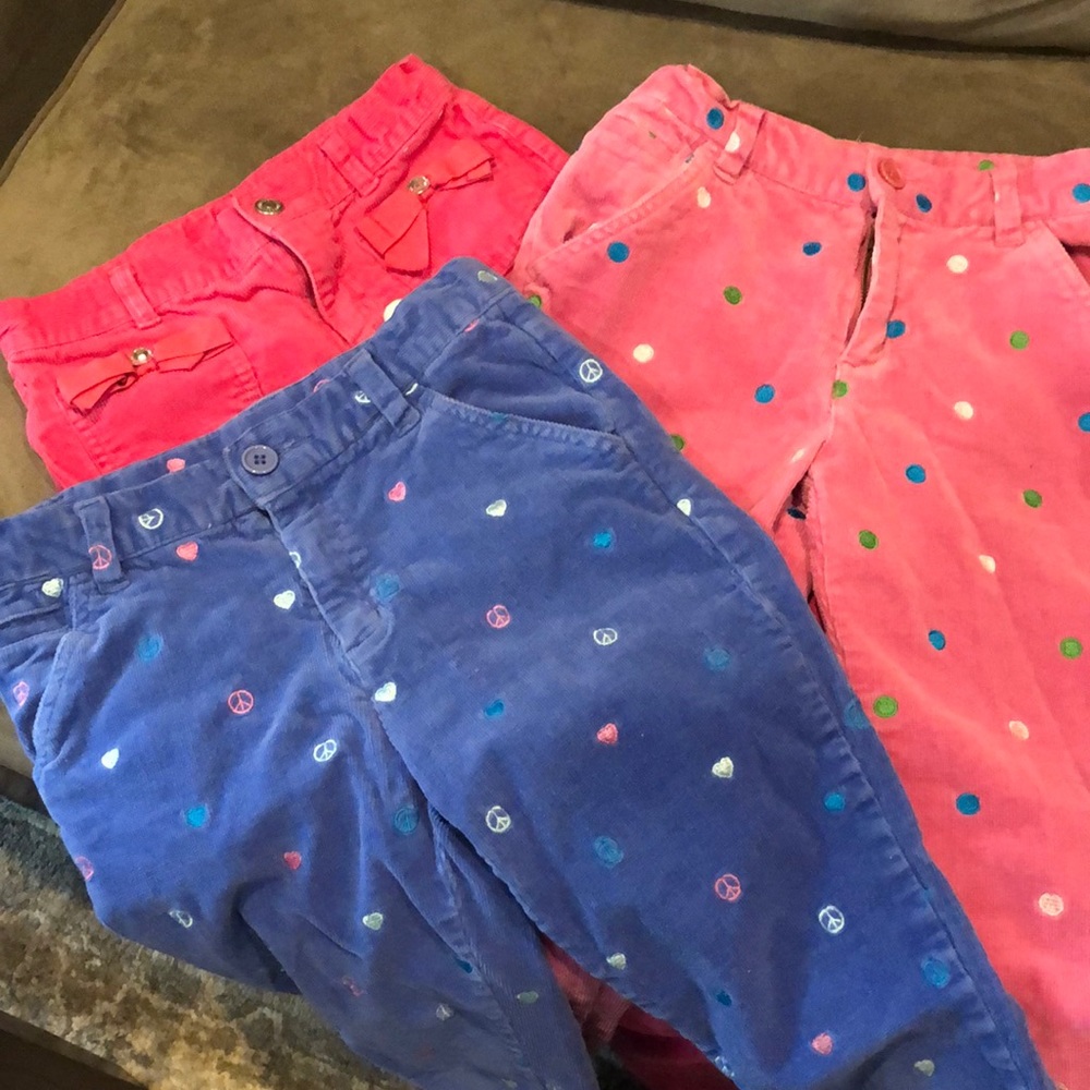 Three pairs of girls corduroy pants size 10. EUC. Rugged bear and Gymboree.